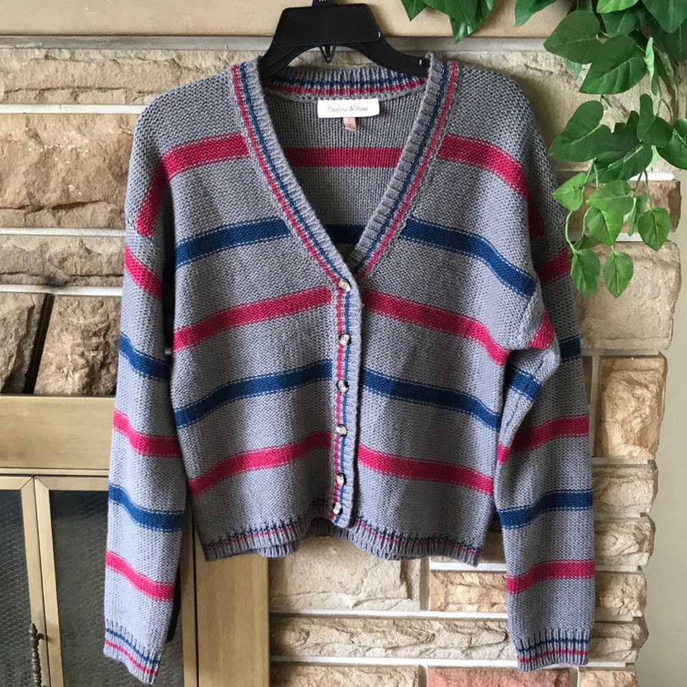 Harlow & Rose Button Down Striped Cardigan